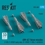 RESKIT RS72-0488 AIM-4C Falcon missiles (4 pcs) (3d Printed) 1/72