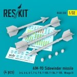 RESKIT RS32-0233 AIM-9D SIDEWINDER MISSILES (4 PCS) 1/32