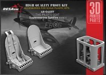 RESArm 48-04037 Supermarine Spitfire (early) pilot's seat (3D resin printing) 1/48