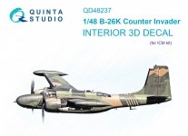 Quinta Studio QD48237 B-26K 3D-Printed & coloured Interior on decal paper (ICM) 1/48