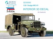Quinta Studio QD35062 Dodge WC-51 3D-Printed & coloured Interior on decal paper (Zvezda) 1/35