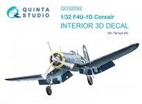 Quinta Studio QD32092 F4U-1D 3D-Printed & coloured Interior on decal paper (Tamiya) 1/32