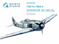 Quinta Studio QD48269 Fw 190A-8 3D-Printed & coloured Interior on decal paper (Tamiya) 1/48