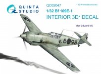 Quinta Studio QD32047 Bf 109E-1 3D-Printed & coloured Interior on decal paper (for Eduard kit) 1/32