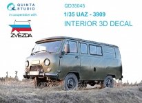 Quinta Studio QD35045 UAZ-3909 3D-Printed & coloured Interior on decal paper (Zvezda) 1/35