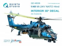 Quinta Studio QD48036 Mi-24V NATO (black panels) 3D-Printed & coloured Interior on decal paper (for Zvezda kit) 1/48
