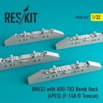 RESKIT RS32-0267 BRU32 with ADU-703 Bomb Rack (4 pcs) 1/32