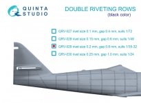 Quinta Studio QRV-029 Double riveting rows (rivet size 0.20 mm, gap 0.8 mm, suits 1/32 scale), Black color, total length 5,8 m/19 ft