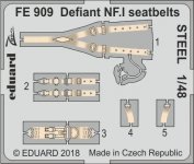Eduard FE909 Defiant NF. I seatbelts STEEL AIRFIX 1/48