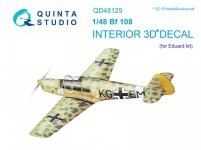 Quinta Studio QD48125 Bf108 3D-Printed & coloured Interior on decal paper (Eduard) 1/48