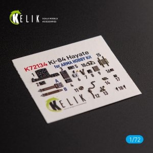 KELIK K72134 Ki-84 Hayate - interior 3D decals for Arma Hobby kit 1/72