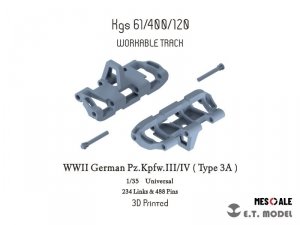 E.T. Model P35-020 WWII German Pz.Kpfw.III/IV（Type 3A）Workable Track ( 3D Printed ) 1/35