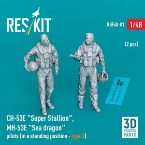 RESKIT RSF48-0081 CH-53E Super Stallion, MH-53E Sea dragon pilots (in a standing position - type 2) (2 pcs) (3D Printed) 1/48