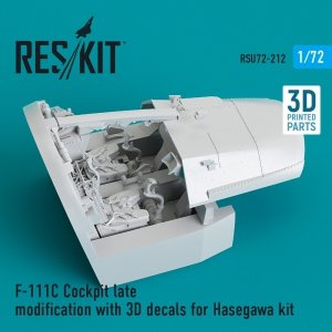 RESKIT RSU72-0212 F-111C Cockpit late modification with 3D decals for Hasegawa kit (3D Printed) (1/72)