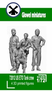Glowel Miniatures 72012 US ETO Tank crew (3 Figures, 3D Printed) 1/72