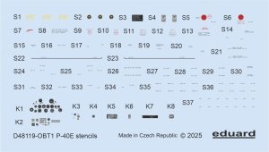 Eduard D48119 P-40E stencils Eduard 1/48