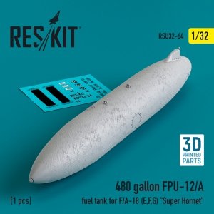 RESKIT RSU32-0064 480 gallon FPU-12/A fuel tank for F/A-18 (E,F,G) Super Hornet (1 pcs) (3D Printed) 1/32