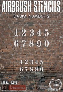 RT-Diorama 35603 Airbrush Stencil: Basic numbers 1/35