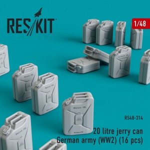 RESKIT RS48-0314 20 LITRE JERRY CAN - GERMAN ARMY (WWLL) (16 PCS) 1/48