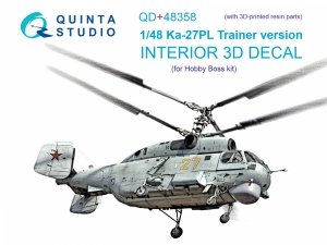 Quinta Studio QD+48358 Ka-27PL Trainer version 3D-Printed coloured Interior on decal paper (Hobby Boss) (with 3D-printed resin parts) 1/48