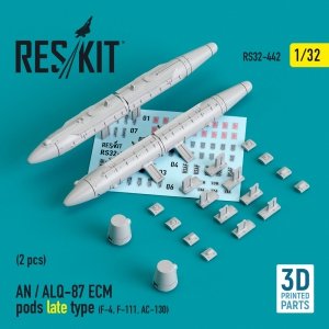 RESKIT RS32-0442 AN / ALQ-87 ECM PODS LATE TYPE (2 PCS) (F-4, F-111, AC-130) (3D PRINTED) 1/32