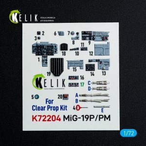 Kelik K72204 MiG-19P/PM - interior 3D decals for ClearProp kit (1/72)