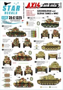 Star Decals 35-C1325 Axis Tank Mix # 7. Czechoslovak and Slovak tanks in WW2. Skoda LT vz. 35, Praga LT 38, PzKpfw 38(t), PzKpfw II Ausf A-C, PzKpfw III Ausf N 1/35