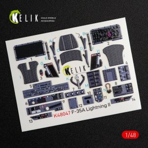 KELIK K48047 F-35A LIGHTNING II INTERIOR 3D DECALS FOR KITTY HAWK KIT 1/48