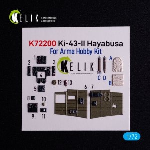 Kelik K72200 Ki-43-II Hayabusa - interior 3D decals for Arma Hobby kit (1/72)