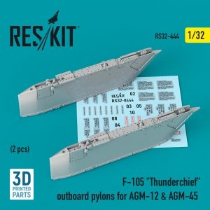 RESKIT RS32-0444 F-105 THUNDERCHIEF OUTBOARD AGM-12 & AGM-45 PYLONS (2 PCS) (3D PRINTED) 1/32