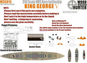 Wood Hunter W35015 MS Navy Battleship King George V Wooden Deck (for Tamiya 78010 kit) 1/350