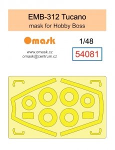 Omask 54081 EMB 312 Tucano mask (for Hobby Boss) clear parts yellow masking tape 1/48