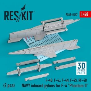 RESKIT RS48-0447 NAVY INBOARD PYLONS FOR F-4 PHANTOM II (2 PCS) (3D PRINTED) 1/48