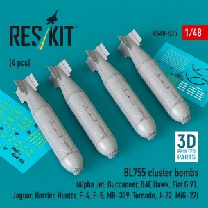 RESKIT RS48-0535 BL755 cluster bombs (4 pcs) (3D Printed) 1/48