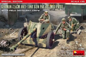 MiniArt 53010 GERMAN 7.5CM ANTI-TANK GUN PAK 40. MID PROD W/ARTILLERY CREW. SPECIAL EDITION 1/35 