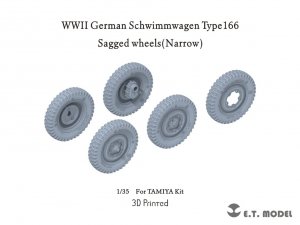 E.T. Model P35-135 WWII German Schwimmwagen Type166 Sagged wheels Narrow For TAMIYA Kit 1/35