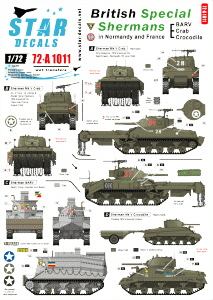 Star Decals 72-A1011 British Special Shermans BARV, Crab, Crocodile 1/72