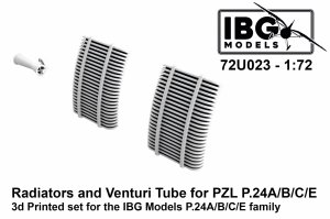 IBG 72U023 Radiators and Venturi for PZL P.24A/B/C/E - 3D Printed Set 1/72