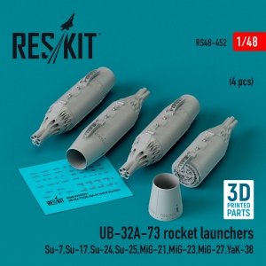 RESKIT RS48-0452 UB-32A-73 rocket launchers (4 pcs) (3D Printed) 1/48
