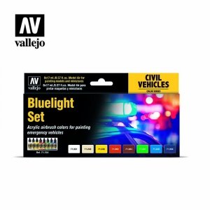Vallejo 71154 Model Air - Bluelight Set Emergency Vehicle Colors 8 x 17 ml