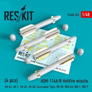 RESKIT RS48-0326 AGM-114A/B HELLFIRE MISSILES (4 PCS) 1/48