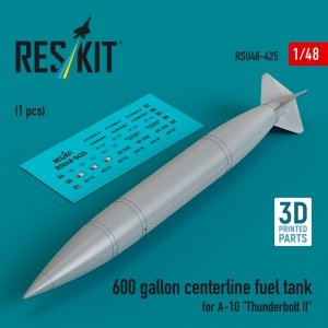 RESKIT RSU48-0425 600 gallon centerline fuel tank for A-10 Thunderbolt II (1 pcs) (3D Printed) 1/48