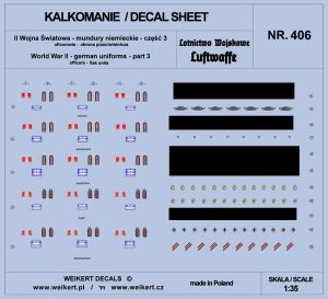 Weikert Decals DEC406 Mundury niemieckie - część 3 - luftwaffe - obrona przeciwlotnicza 1/35