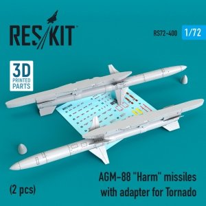 RESKIT RS72-0400 AGM-88 HARM MISSILES WITH ADAPTER FOR TORNADO (2 PCS) 1/72