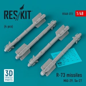 RESKIT RS48-0372 R-73 missiles (4 pcs) (3D Printed) 1/48