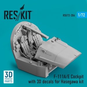 RESKIT RSU72-0206 F-111A/E COCKPIT WITH 3D DECALS FOR HASEGAWA KIT (3D PRINTED) 1/72