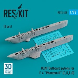 RESKIT RS72-0448 USAF OUTBOARD PYLONS FOR F-4 PHANTOM II (C,D,E,G) (2 PCS) (3D PRINTED) 1/72