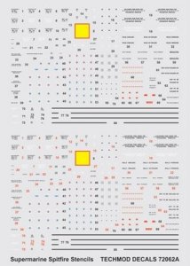 Techmod 72062 - Supermarine Spitfire I-XVI Stencils (1:72)