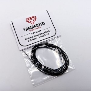 Yamamoto Model Parts YMPTUN75 Braided Hose Line Black 0,6mm 2m 1/24