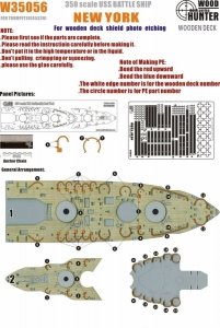 Wood Hunter W35056 Wood deck USS New York 1942 for Trumpeter 1/350